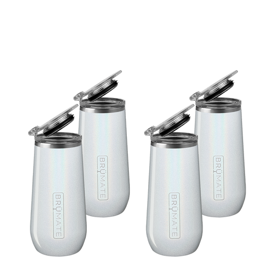 Four-Piece Champagne Flute Set | Glitter White | 12oz